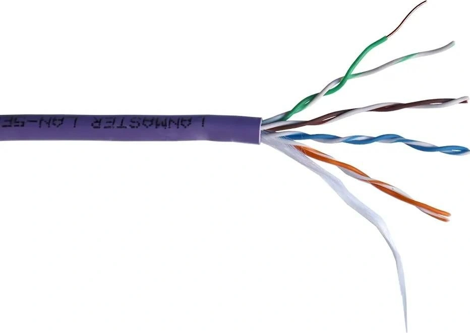 Кабель информационный Lanmaster LAN-5EUTP-PT-LSZH-VI кат.5E UTP 4 пары 24AWG LSZH внутренний 305м фиолетовый — фото 1