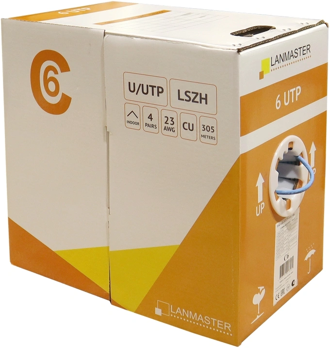 Кабель информационный Lanmaster LAN-6EUTP-HFLT-VI кат.6 UTP 4 пары 23AWG LSZH внутренний 305м фиолетовый — фото 1