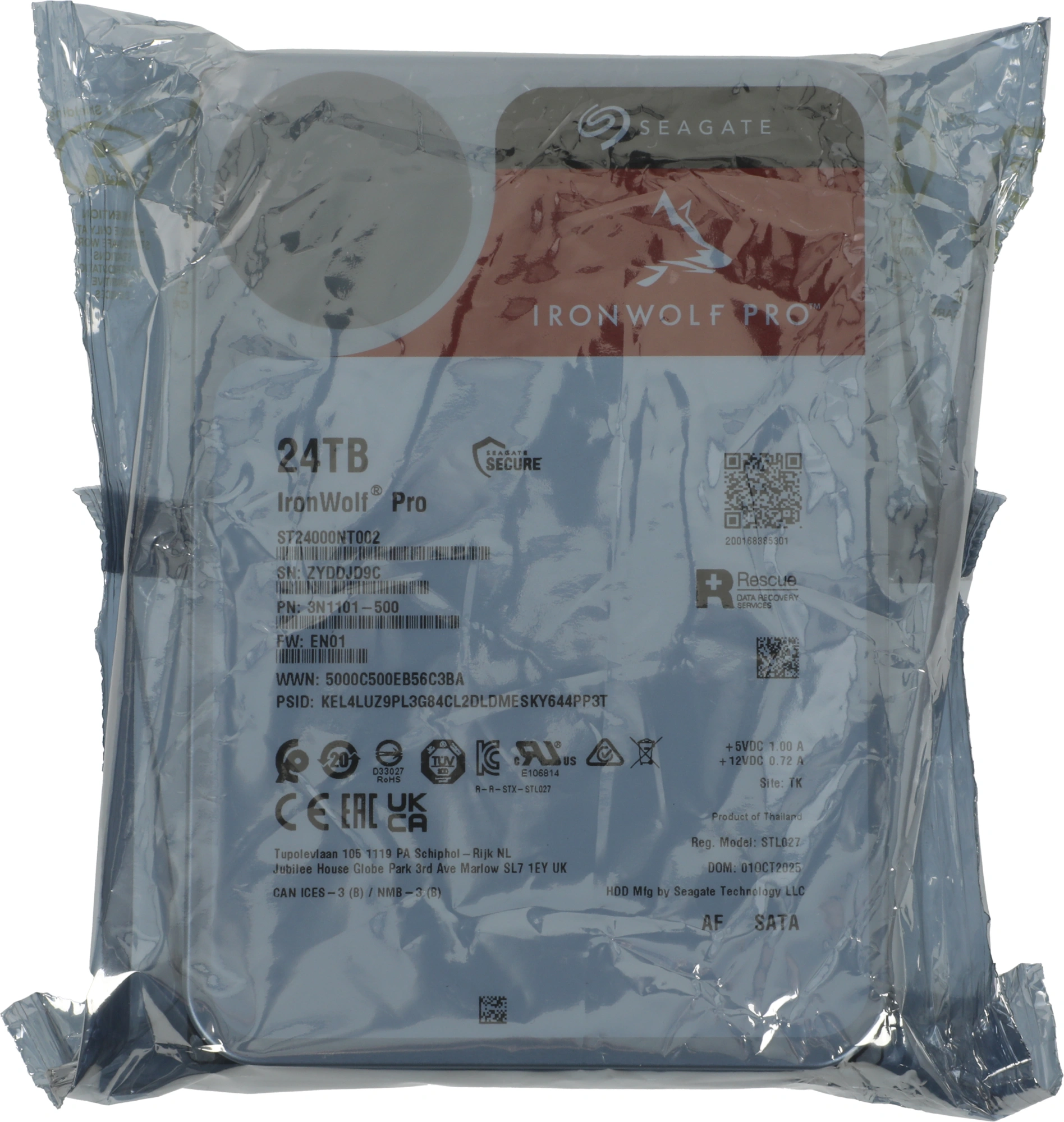 Жесткий диск Seagate SATA-III 24TB ST24000NT002 NAS Ironwolf Pro 512E (7200rpm) 512Mb 3.5" — фото 1