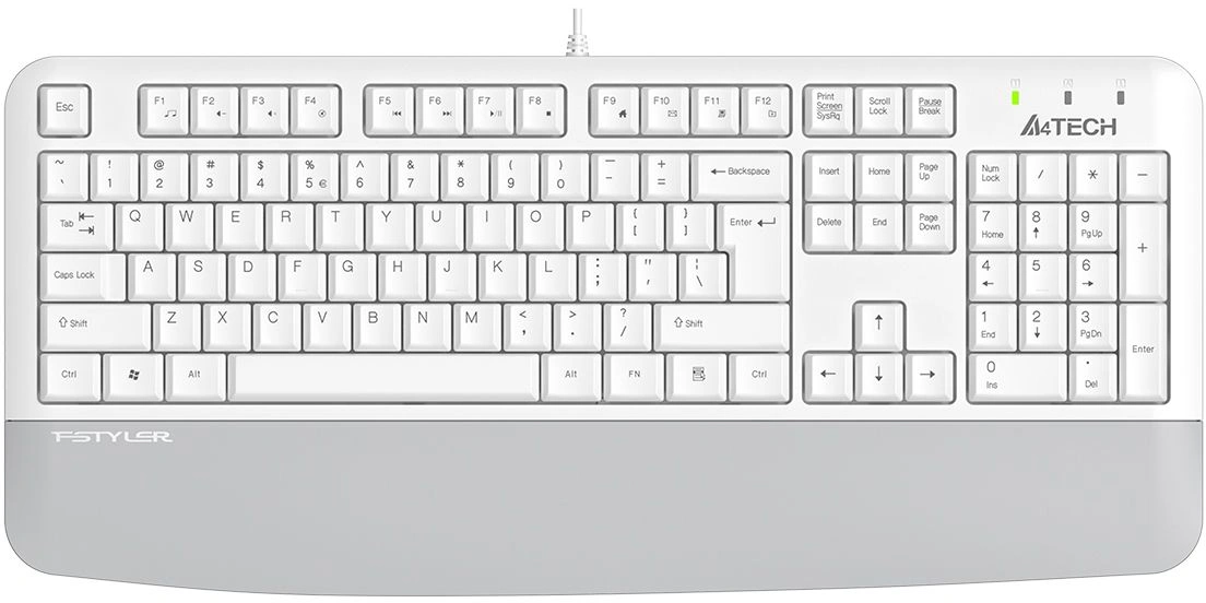 Клавиатура A4Tech Fstyler FK20 белый USB Multimedia (подставка для запястий) (FK20) кабель 1.5м — фото 1