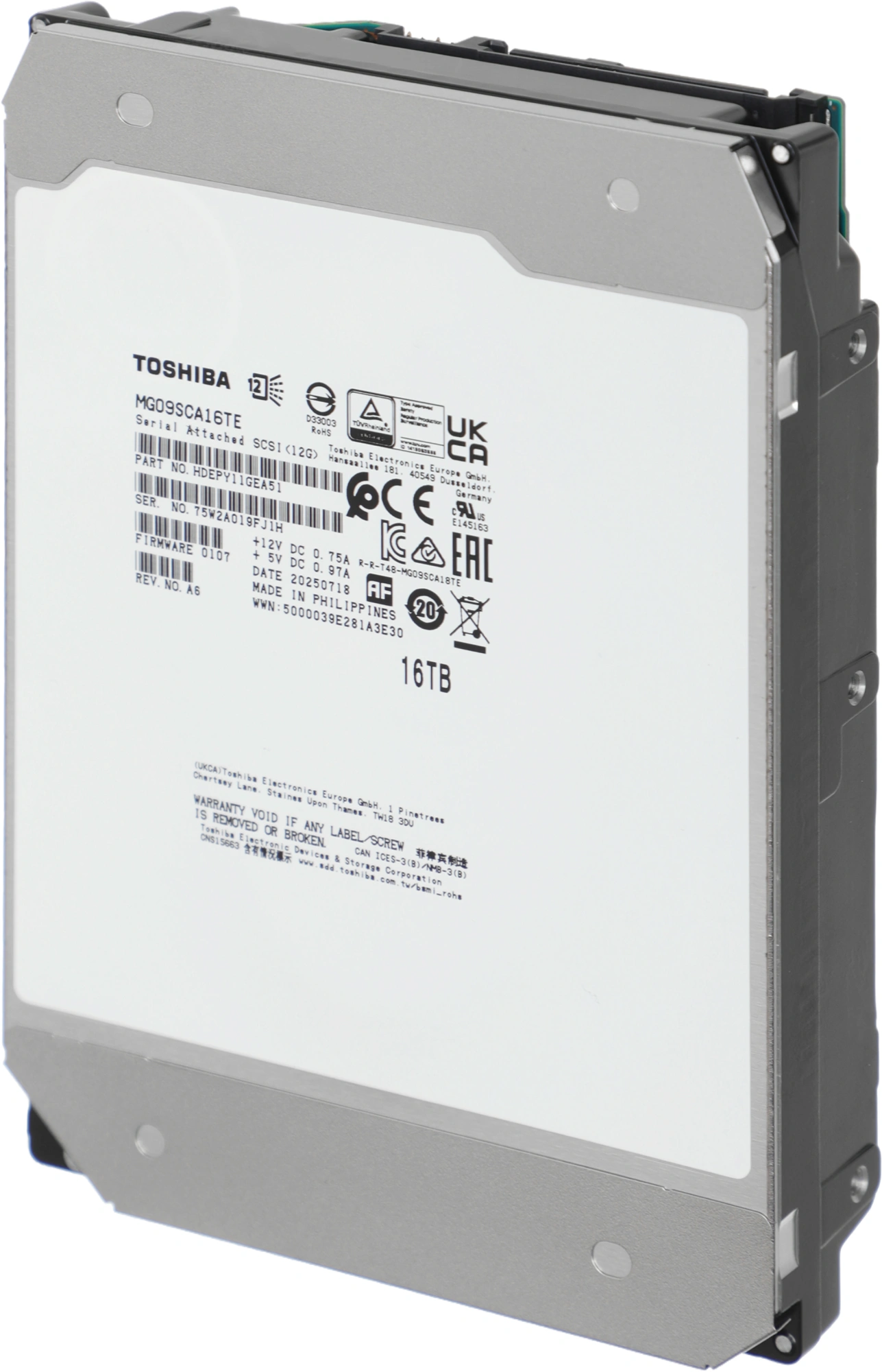 Жесткий диск Toshiba SAS 3.0 16TB MG09SCA16TE Server Enterprise Capacity 512E (7200rpm) 512Mb 3.5" — миниатюра 5