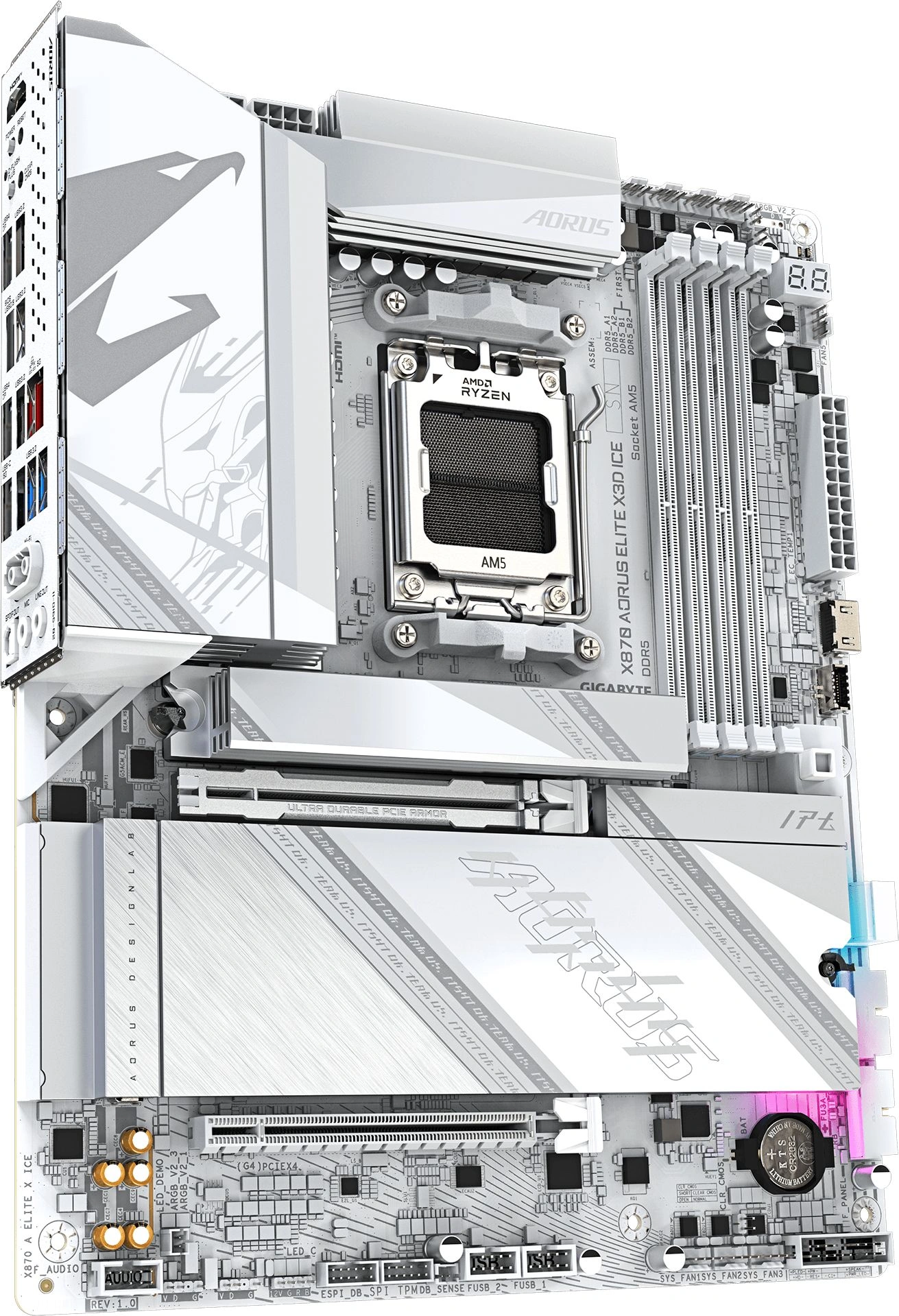 Материнская плата Gigabyte X870 AORUS ELITE X3D ICE Socket AM5 AMD X870 4xDDR5 ATX AC`97 8ch(7.1) 5Gigabit RAID+HDMI — миниатюра 4