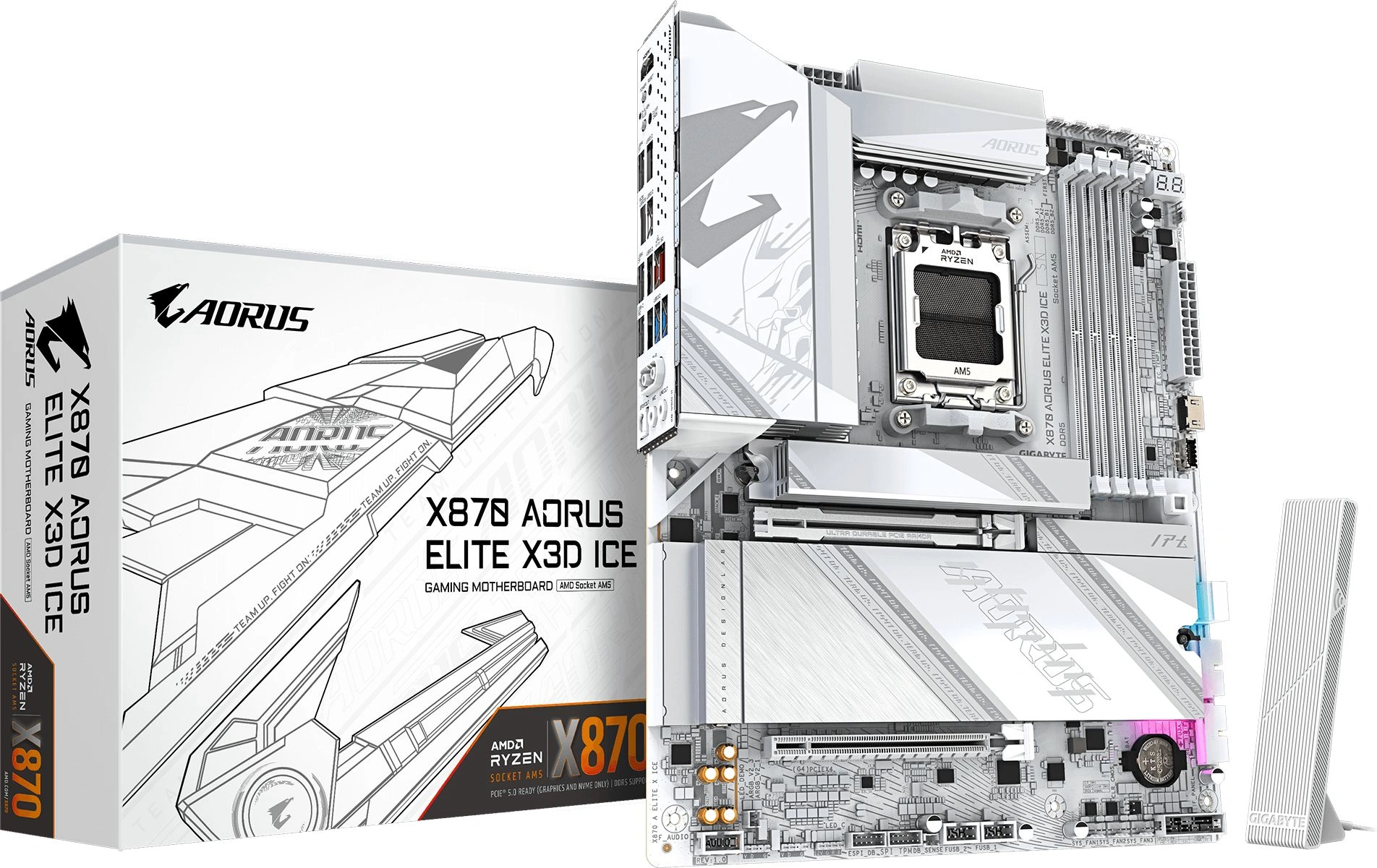 Материнская плата Gigabyte X870 AORUS ELITE X3D ICE Socket AM5 AMD X870 4xDDR5 ATX AC`97 8ch(7.1) 5Gigabit RAID+HDMI — миниатюра 2