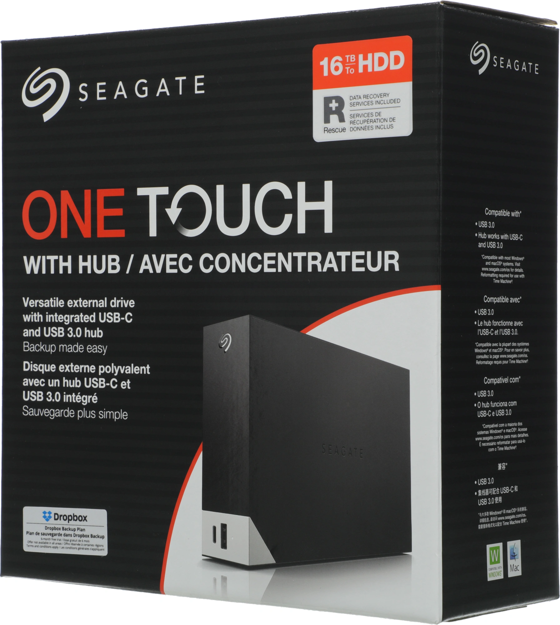 Жесткий диск Seagate USB3.0 16TB STLC16000402 One Touch Hub 3.5" черный — миниатюра 11