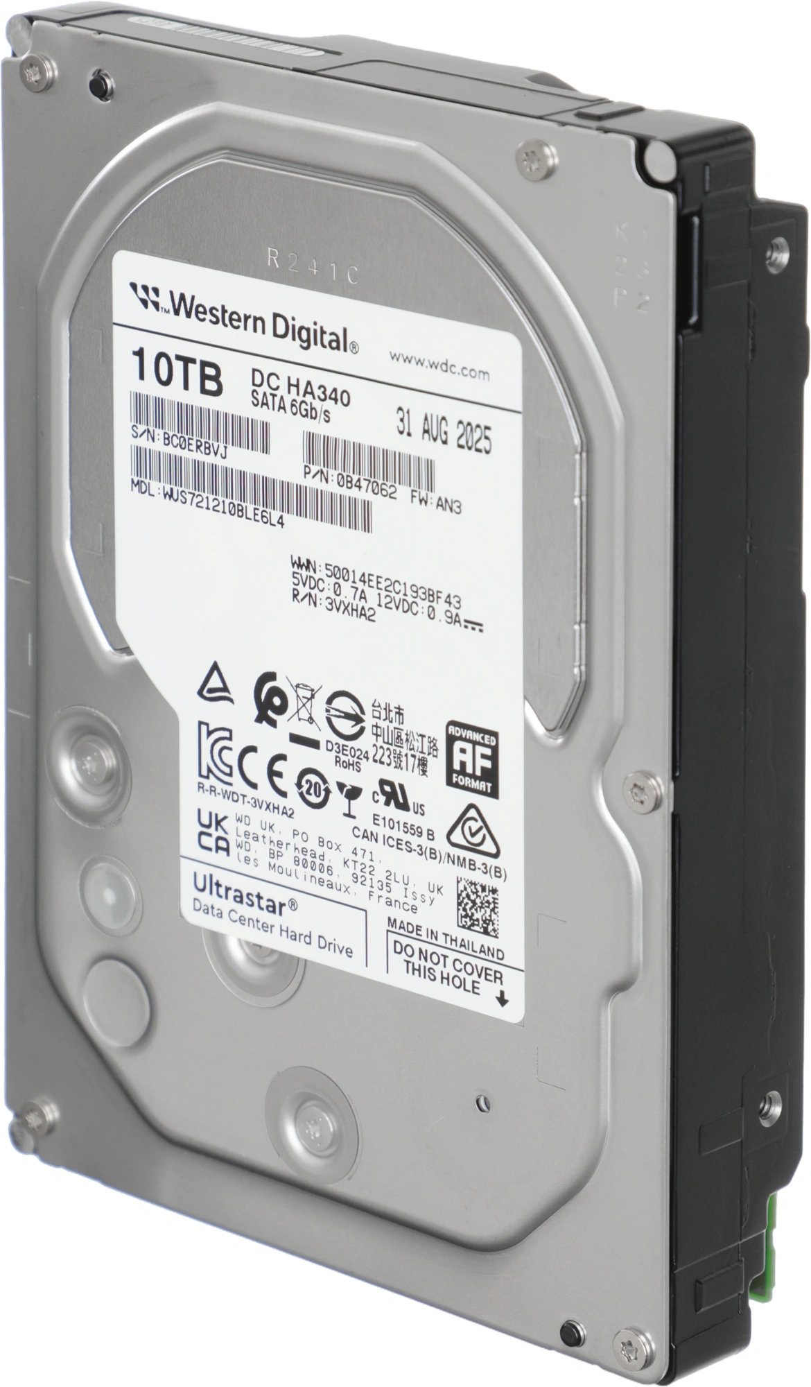 Жесткий диск WD SATA-III 10TB 0B47062 WUS721210BLE6L4 Ultrastar DC HA340 512E (7200rpm) 512Mb 3.5" — миниатюра 5