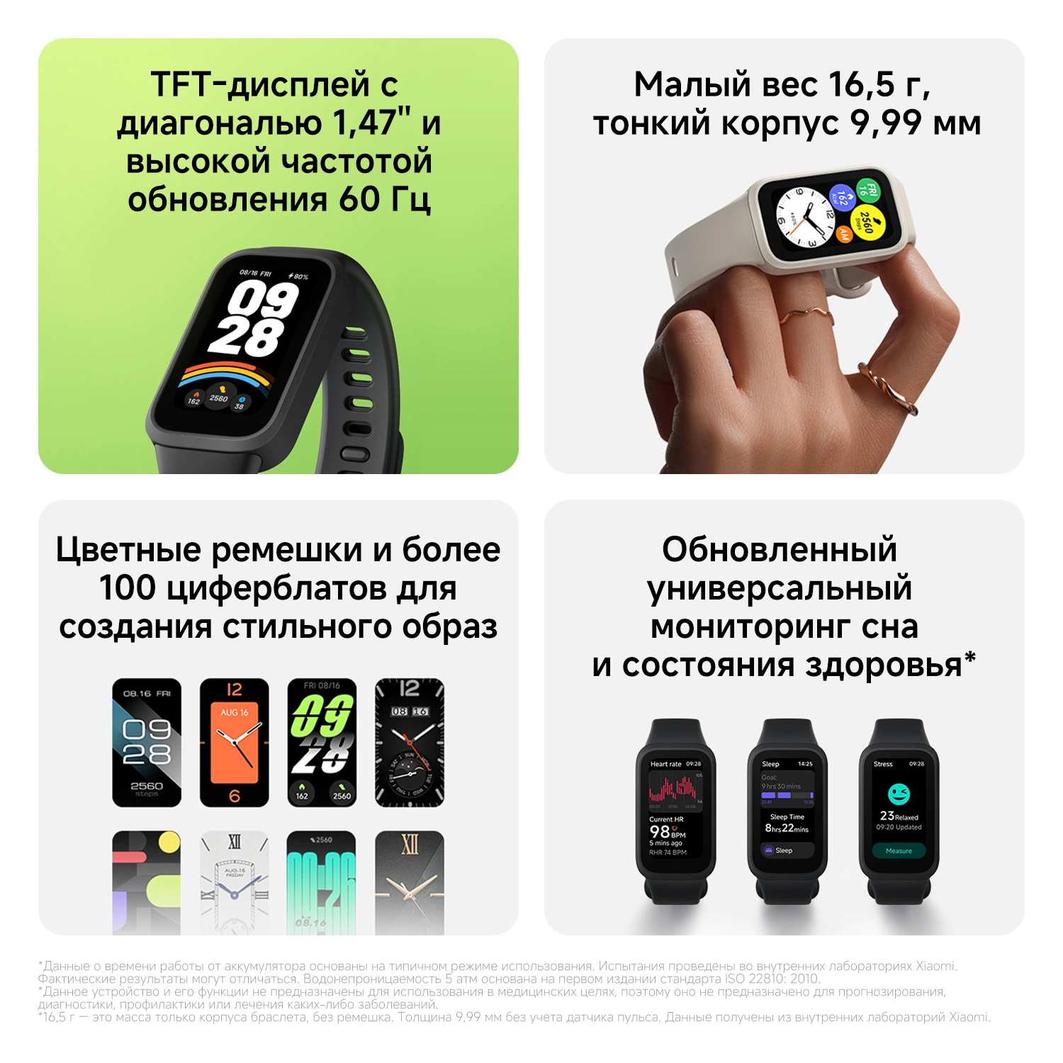 Фитнес-трекер Xiaomi Smart Band 9 Active TFT корп.:зеленый рем.:зеленый (BHR08L1GL) — миниатюра 25