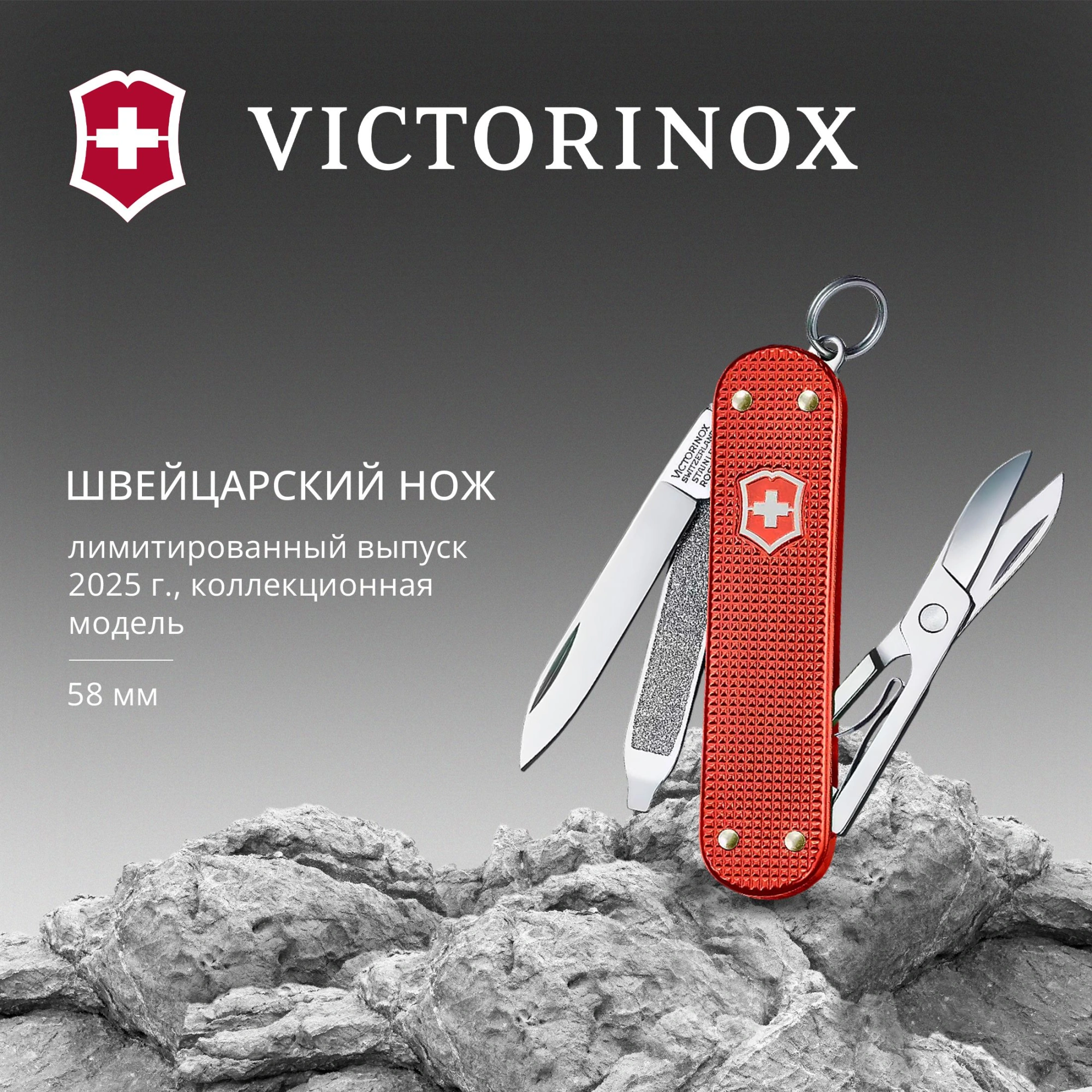 Нож перочинный Victorinox Classic SD Alox LE 2025 Stone Red (0.6221.L25) 58мм 5функц. красный подар.коробка — миниатюра 4