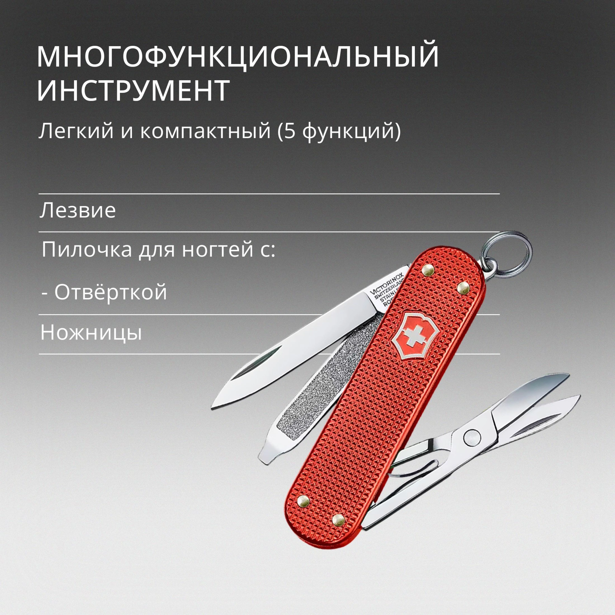 Нож перочинный Victorinox Classic SD Alox LE 2025 Stone Red (0.6221.L25) 58мм 5функц. красный подар.коробка — миниатюра 7