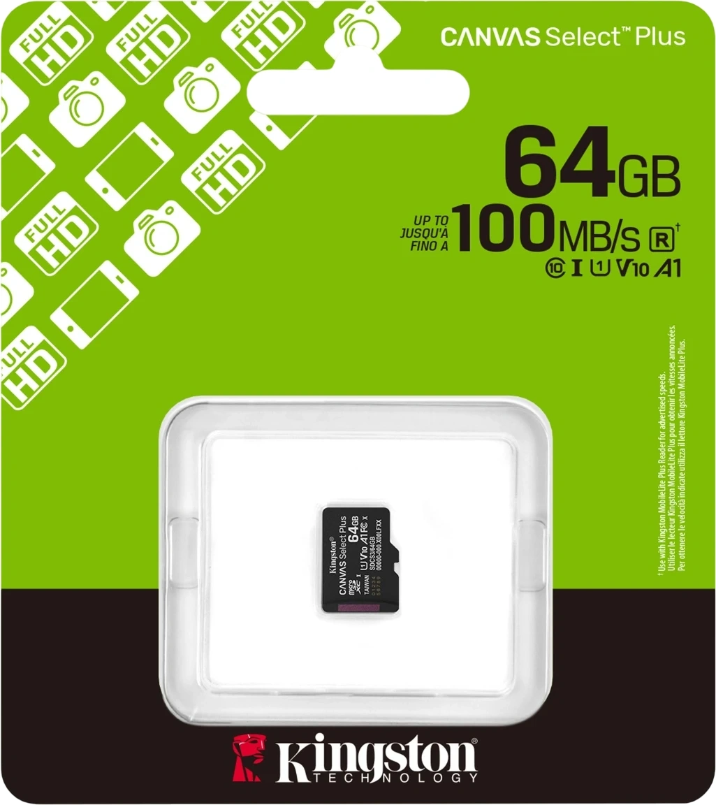Флеш карта microSDXC 64GB Kingston SDCS3/64GBSP Canvas Select Plus V10 A1 w/o adapter — миниатюра 3
