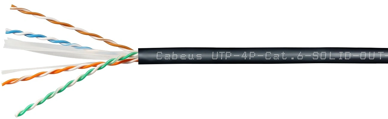 Кабель информационный Cabeus UTP-4P-Cat.6-SOLID-OUT-LSZH-UV кат.6 U/UTP 4 пары LSZH универсальный 305м черный — миниатюра 2