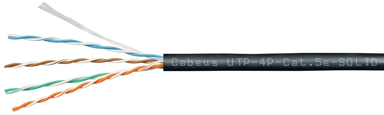 Кабель информационный Cabeus UTP-4P-Cat.5e-SOLID-OUT-PE-UV кат.5E U/UTP 4 пары PE внешний 305м черный — миниатюра 2