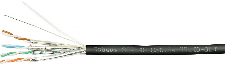 Кабель информационный Cabeus STP-4P-Cat.6a-SOLID-OUT-LSZH-UV кат.6A U/FTP 4 пары LSZH универсальный 305м черный — миниатюра 2