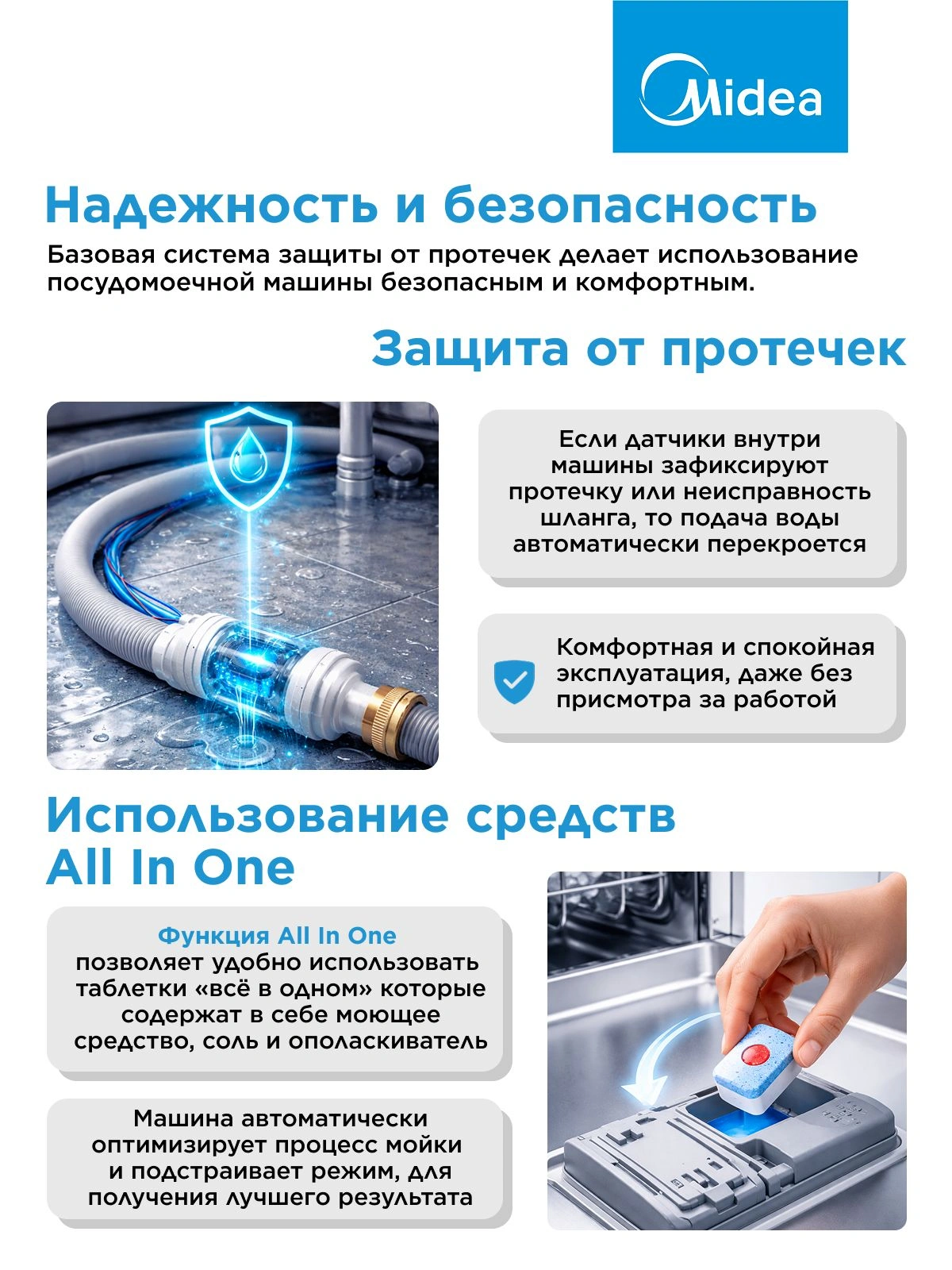 Посудомоечная машина Midea MFD45S050S серебристый (узкая) — миниатюра 13