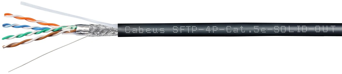 Кабель информационный Cabeus SFTP-4P-Cat.5e-SOLID-OUT-LSZH-UV кат.5E SF/UTP 4 пары LSZH универсальный 305м черный — миниатюра 2