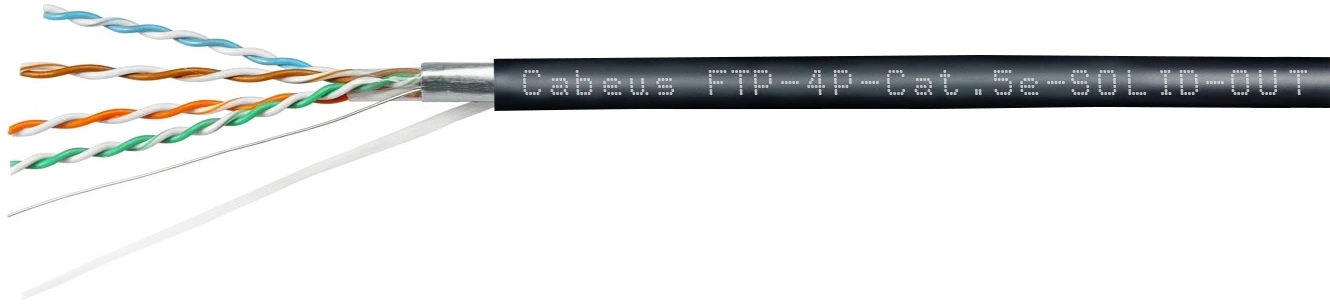 Кабель информационный Cabeus FTP-4P-Cat.5e-SOLID-OUT-PE-UV кат.5E F/UTP 4 пары PE внешний 305м черный — миниатюра 2