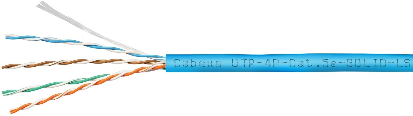 Кабель информационный Cabeus UTP-4P-Cat.5e-SOLID-LSZH-BL кат.5E U/UTP 4 пары LSZH внутренний 305м синий — миниатюра 2