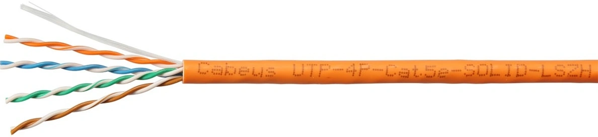 Кабель информационный Cabeus UTP-4P-Cat.5e-SOLID-LSZH кат.5E U/UTP 4 пары LSZH внутренний 305м оранжевый — миниатюра 2