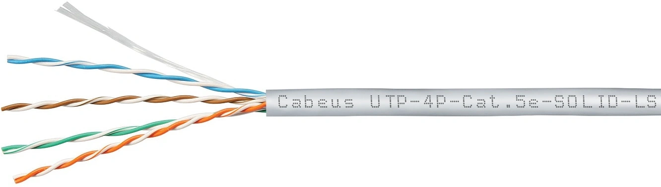 Кабель информационный Cabeus UTP-4P-Cat.5e-SOLID-LSZH-GY кат.5E U/UTP 4 пары LSZH внутренний 305м серый — миниатюра 2