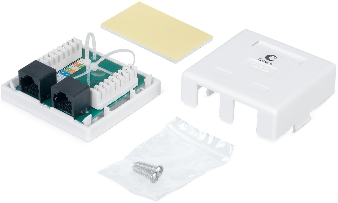 Розетка Cabeus WS-8P8C-CAT.5E-2 комп. RJ45 кат.5E бел. — фото 1