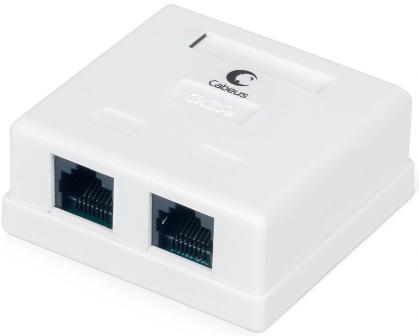 Розетка Cabeus WS-8P8C-CAT.5E-2 комп. RJ45 кат.5E бел. — миниатюра 2