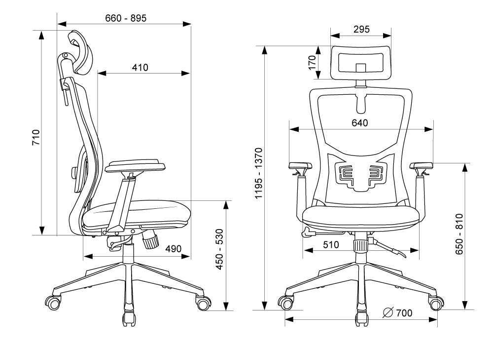 Кресло эргономичное Бюрократ MC-811-H черный Elastic-102 сетка/ткань с подголов. крестов. пластик — миниатюра 12