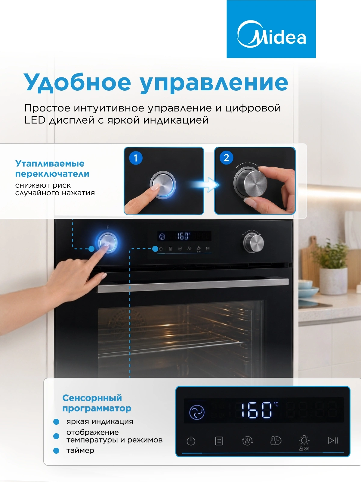 Духовой шкаф Электрический Midea MO715103GB черный — миниатюра 13