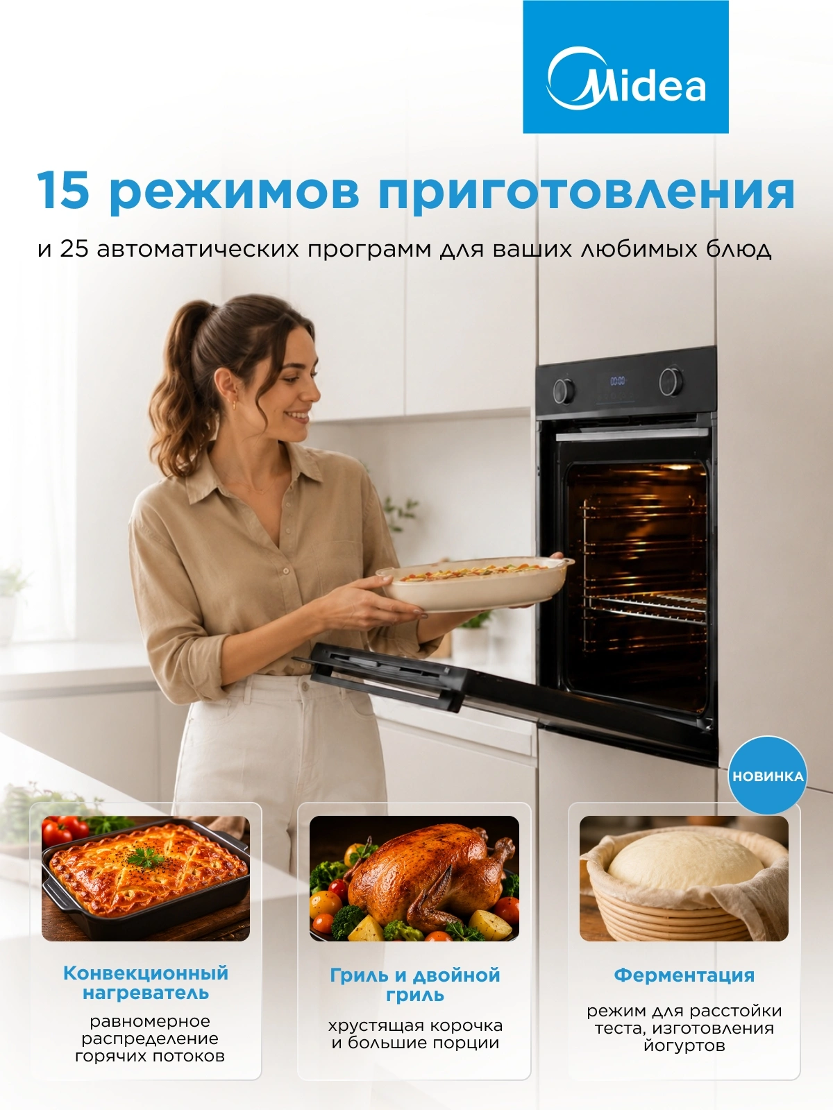 Духовой шкаф Электрический Midea MO715103GB черный — миниатюра 15