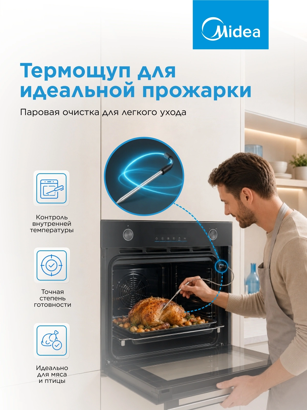 Духовой шкаф Электрический Midea MO715103GB черный — миниатюра 17