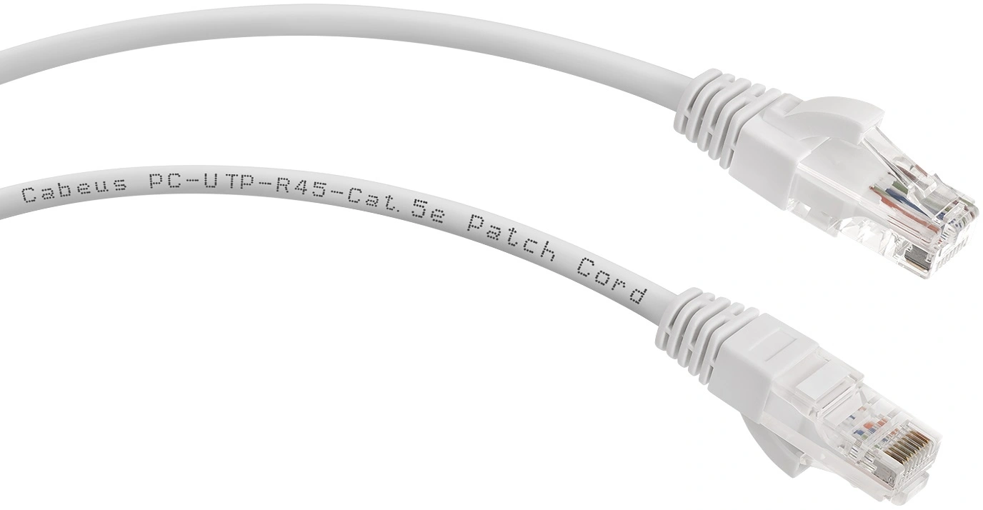 Патч-корд Cabeus PC-UTP-RJ45-CAT.5E-1M-WH U/UTP RJ-45 вил.-вилка RJ-45 кат.5E 1м белый ПВХ — миниатюра 2