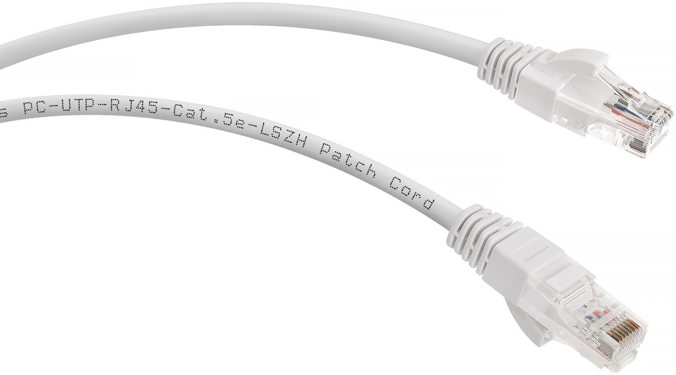Патч-корд Cabeus PC-UTP-RJ45-Cat.5e-0.5m-WH-LSZH U/UTP RJ-45 вил.-вилка RJ-45 кат.5E 0.5м белый LSZH — миниатюра 2