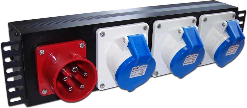 Блок распределения питания Lanmaster TWT-PDU-32AI9-3P гор.размещ. 3xIEC309 базовые 32A IEC 309 — фото 1