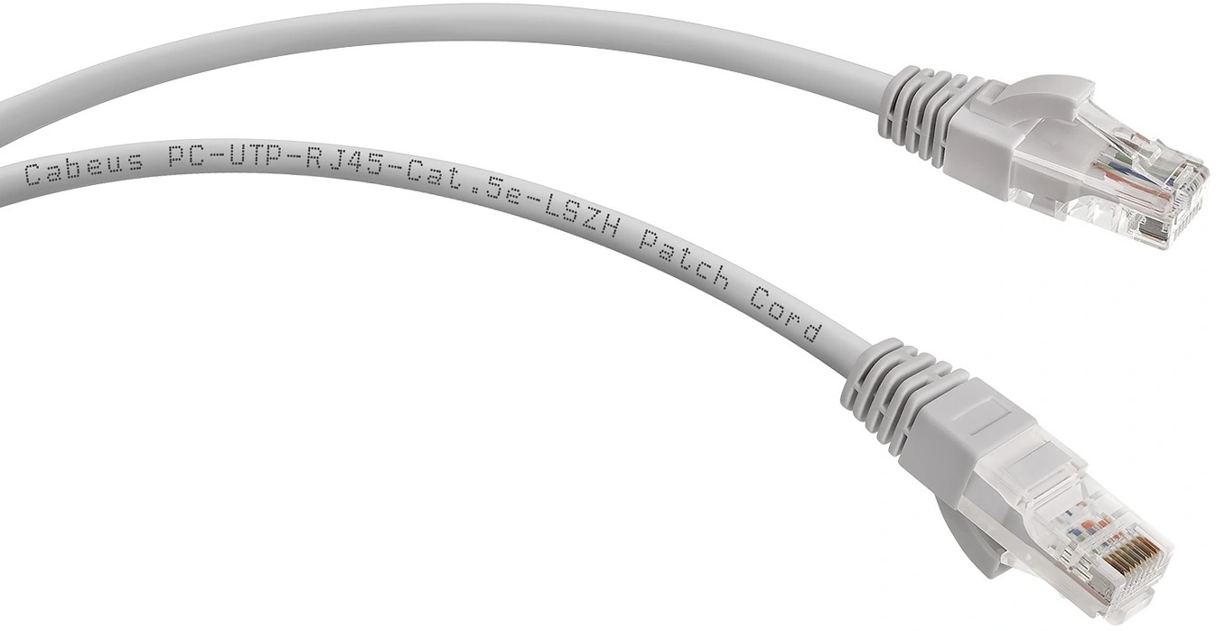 Патч-корд Cabeus PC-UTP-RJ45-CAT.5E-3M-LSZH U/UTP RJ-45 вил.-вилка RJ-45 кат.5E 3м серый LSZH — миниатюра 2