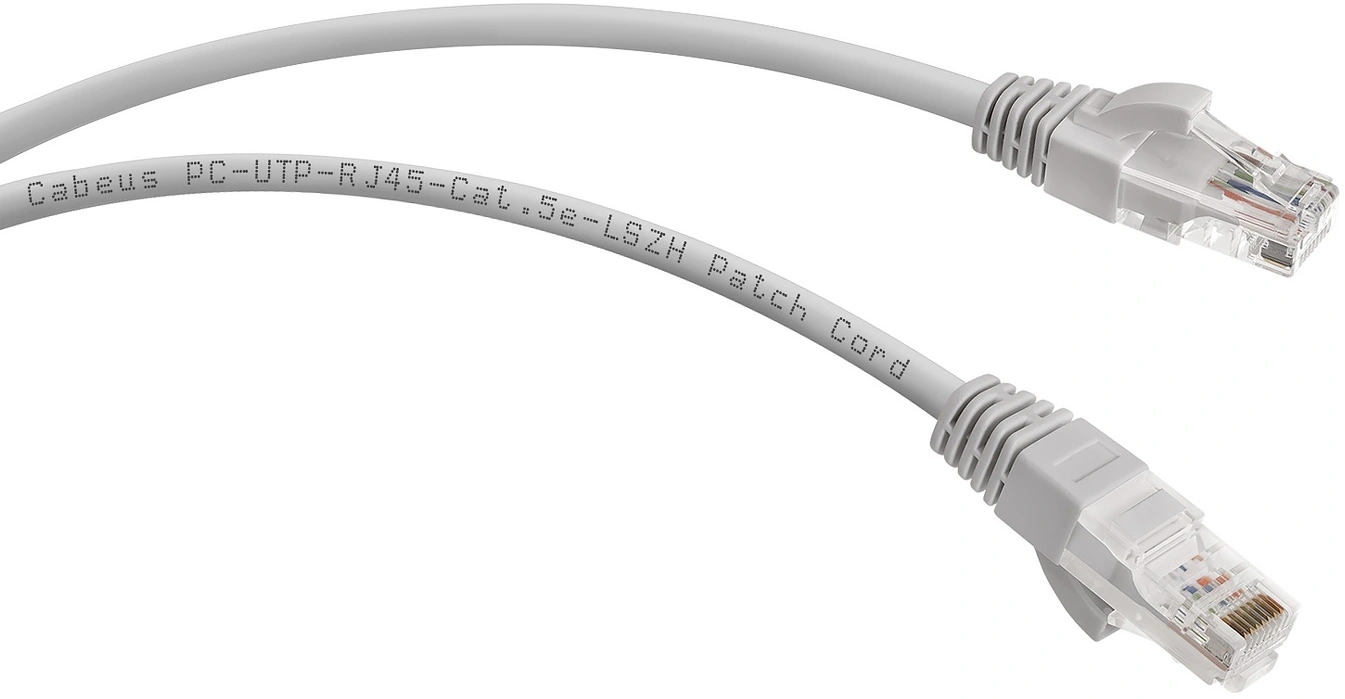 Патч-корд Cabeus PC-UTP-RJ45-CAT.5E-0.3M-LSZH U/UTP RJ-45 вил.-вилка RJ-45 кат.5E 0.3м серый LSZH — миниатюра 2