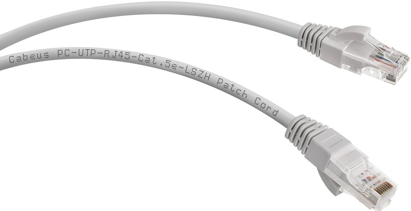Патч-корд Cabeus PC-UTP-RJ45-CAT.5E-20M-LSZH U/UTP RJ-45 вил.-вилка RJ-45 кат.5E 20м серый LSZH — миниатюра 2