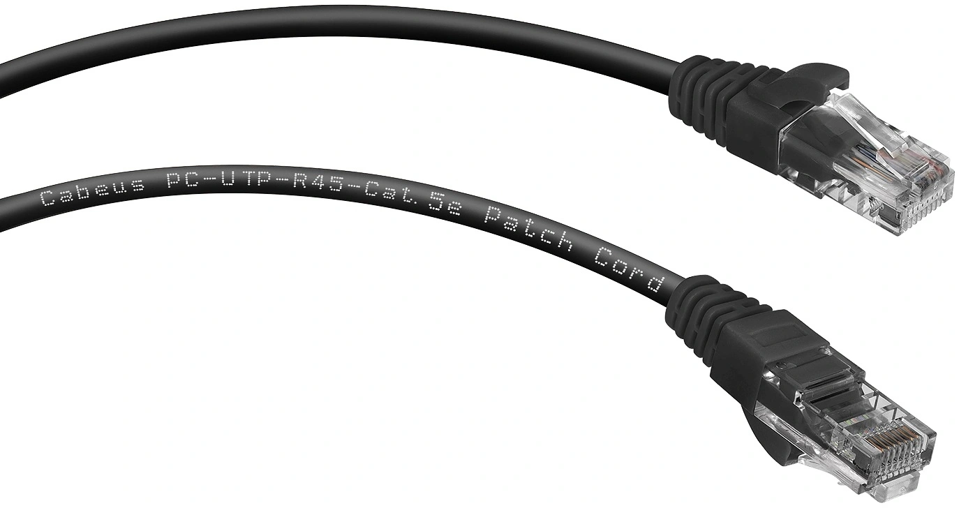 Патч-корд Cabeus PC-UTP-RJ45-CAT.5E-2M-BK U/UTP RJ-45 вил.-вилка RJ-45 кат.5E 2м черный ПВХ — миниатюра 2
