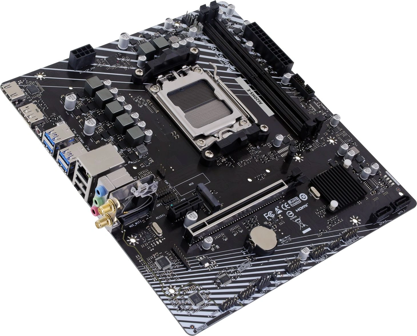Материнская плата Biostar A620MS-E Socket AM5 AMD A620A 2xDDR5 mATX AC`97 8ch(7.1) GbLAN RAID+HDMI+DP — миниатюра 4