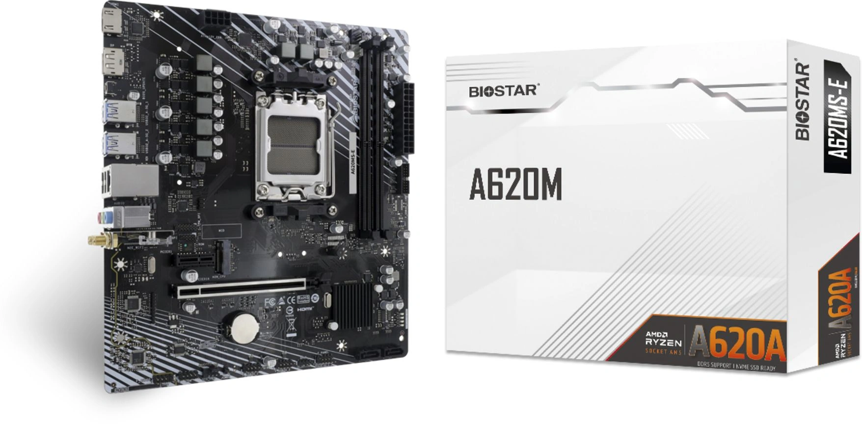 Материнская плата Biostar A620MS-E Socket AM5 AMD A620A 2xDDR5 mATX AC`97 8ch(7.1) GbLAN RAID+HDMI+DP — миниатюра 2