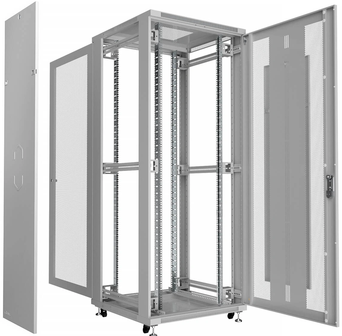 Шкаф серверный Cabeus (ND-05C-42U80/100) напольный 42U 800x1000мм пер.дв.перфор. задн.дв.перфор. 800кг серый 900мм 132кг 220град. 2055мм IP20 сталь — фото 1