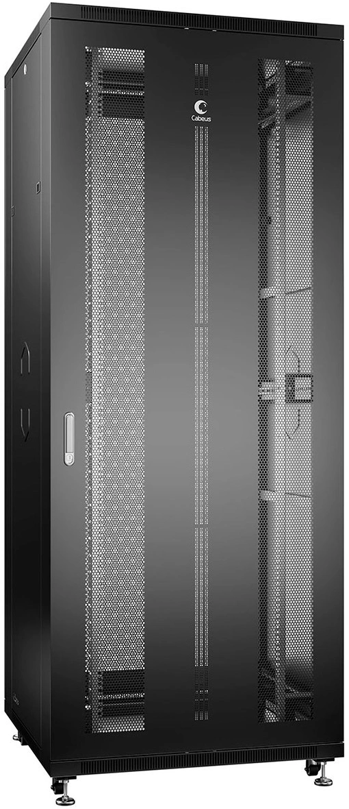 Шкаф серверный Cabeus (ND-05C-42U80/100-BK) напольный 42U 800x1000мм пер.дв.перфор. задн.дв.перфор. 800кг RAL 7035 900мм 132кг 220град. 2055мм IP20 сталь — миниатюра 2