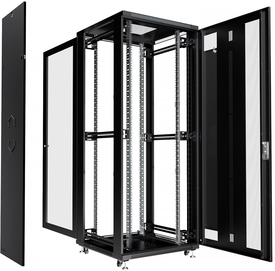 Шкаф серверный Cabeus (ND-05C-42U80/100-BK) напольный 42U 800x1000мм пер.дв.перфор. задн.дв.перфор. 800кг RAL 7035 900мм 132кг 220град. 2055мм IP20 сталь — фото 1