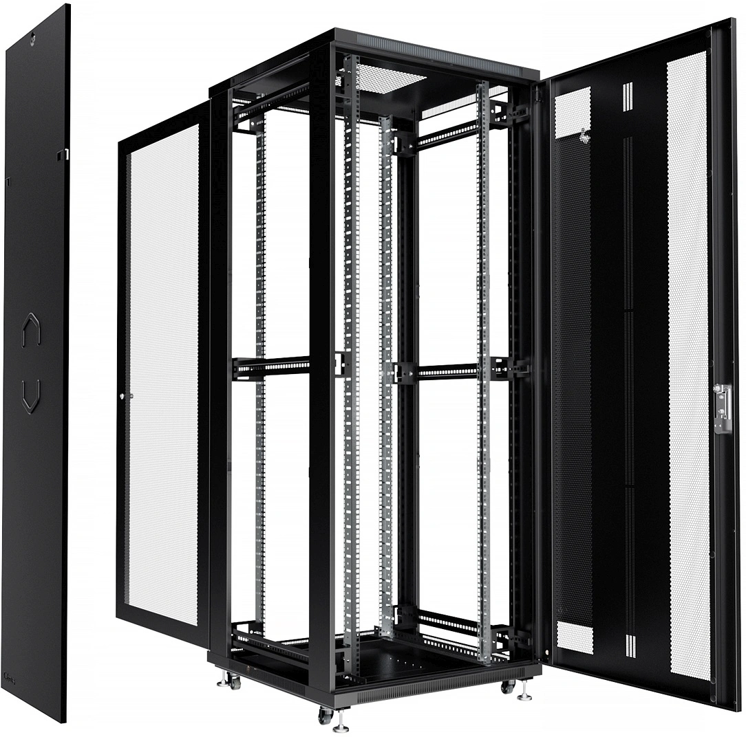 Шкаф серверный Cabeus (ND-05C-47U80/100-BK) напольный 47U 800x1000мм пер.дв.перфор. задн.дв.перфор. 800кг черный 900мм 136кг 220град. 2277мм IP20 сталь — фото 1