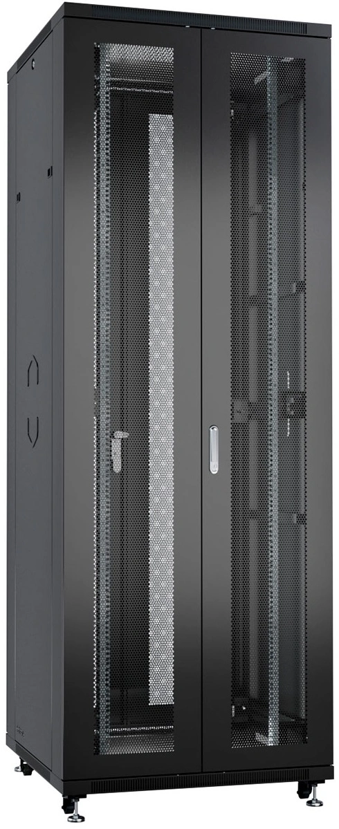 Шкаф серверный Cabeus (ND-05C-42U80/120-BK) напольный 42U 800x1200мм пер.дв.перфор.2ств. задн.дв.перфор.2-хст. 800кг черный 1102мм 131кг 220град. 2055мм IP20 сталь — миниатюра 2