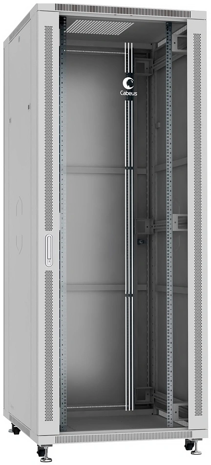 Шкаф серверный Cabeus (SH-05C-42U80/100) напольный 42U 800x1000мм пер.дв.стекл металл 800кг серый 900мм 134.2кг 220град. 2055мм IP20 сталь — миниатюра 2