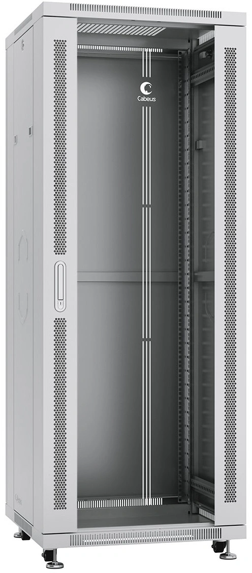 Шкаф коммутационный Cabeus (SH-05C-32U60/60) напольный 32U 600x600мм пер.дв.стекл металл 800кг серый 500мм 72.6кг 220град. 1610мм IP20 сталь — миниатюра 2