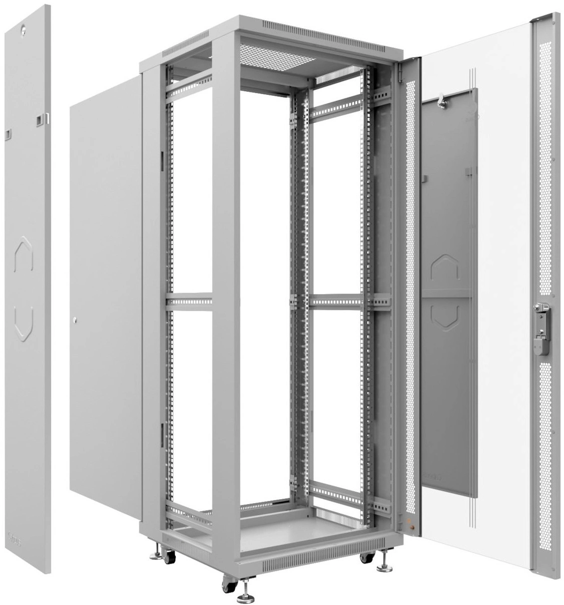 Шкаф коммутационный Cabeus (SH-05C-32U60/60) напольный 32U 600x600мм пер.дв.стекл металл 800кг серый 500мм 72.6кг 220град. 1610мм IP20 сталь — фото 1