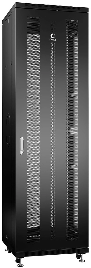 Шкаф коммутационный Cabeus (ND-05C-42U60/80-BK) напольный 42U 600x800мм пер.дв.перфор. задн.дв.перфор. 800кг черный 700мм 97.3кг 220град. 2055мм IP20 сталь — миниатюра 2
