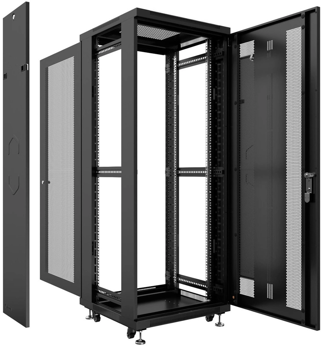 Шкаф коммутационный Cabeus (ND-05C-42U60/80-BK) напольный 42U 600x800мм пер.дв.перфор. задн.дв.перфор. 800кг черный 700мм 97.3кг 220град. 2055мм IP20 сталь — фото 1