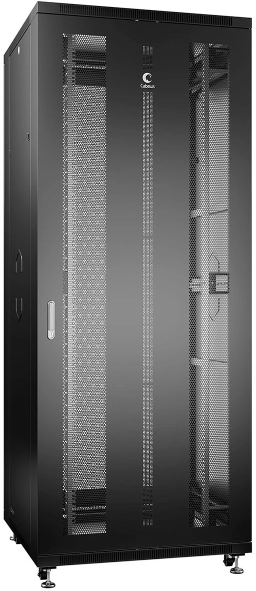 Шкаф коммутационный Cabeus (ND-05C-42U80/80-BK) напольный 42U 800x800мм пер.дв.перфор. задн.дв.перфор. 800кг черный 700мм 104.6кг 220град. 2055мм IP20 сталь — миниатюра 2