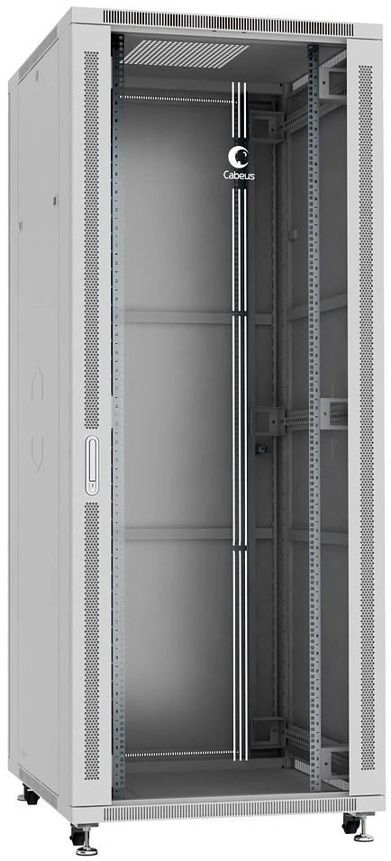 Шкаф коммутационный Cabeus (SH-05C-42U80/80) напольный 42U 800x800мм пер.дв.стекл металл 800кг серый 700мм 118.7кг 220град. 2055мм IP20 сталь — миниатюра 2