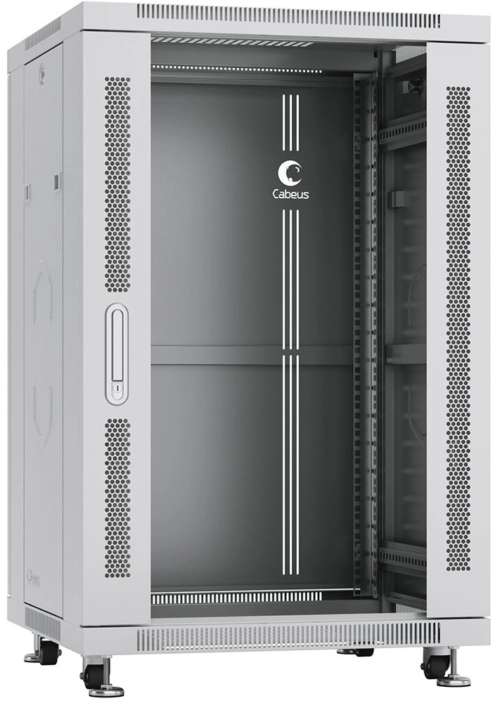 Шкаф коммутационный Cabeus (SH-05C-18U60/80) напольный 18U 600x800мм пер.дв.стекл металл 800кг серый 700мм 57.2кг 220град. 988мм IP20 сталь — миниатюра 2